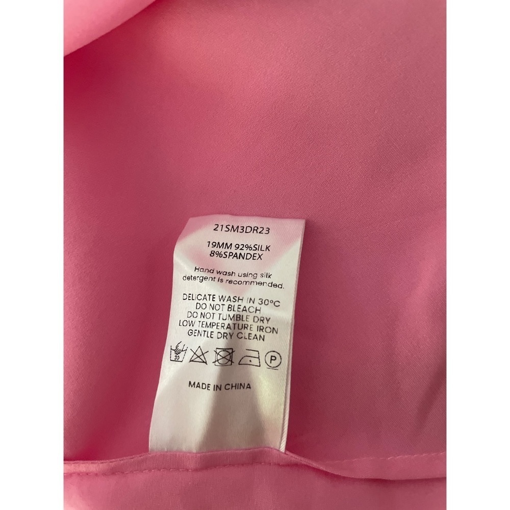 Nwt Silk Maison Pink One Shoulder Draped Asymmetrical Ruched Silk Mini Dress Xs — image 4 of 8